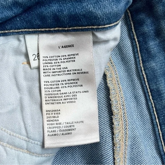 L’Angence Kendra High Rise Cropped Flare Jeans Size 26 - Picture 10 of 10